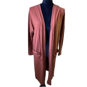 CJLA Womens Rust Brown Favorite Ribbed Duster Cardigan‎ Redwood Small NWOT